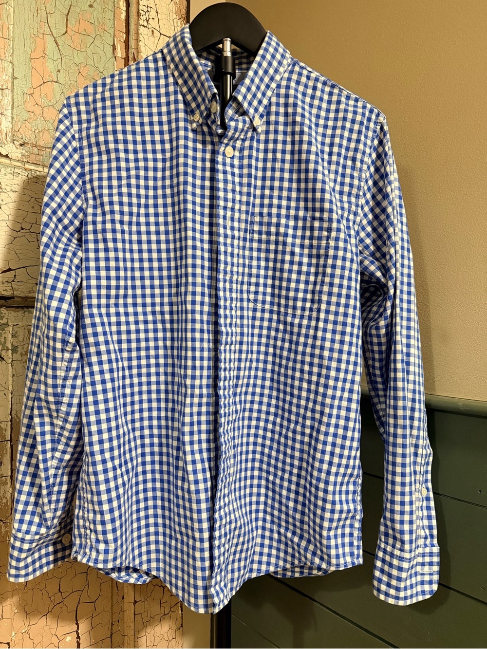 Abercrombie & Fitch Men’s Small Blue White Gingham Button Down Shirt